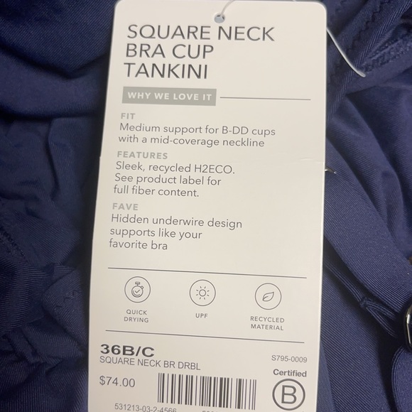 💙 Athleta Square Neck Bra Cup Tankini // Dress Blue - Picture 13 of 14